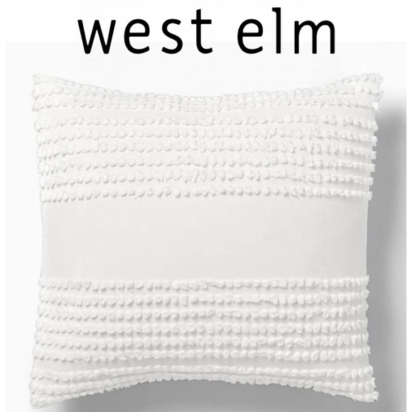 West Elm Other - WEST ELM White Candlewick Pom Pillow Sham Cover Standard 20x26 Organic Cotton